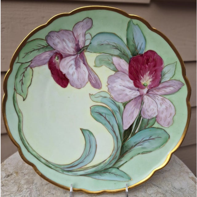 Antique Art Nouveau Hand Painted Gold Gilt Platter For Sale In Seattle - Image 6 of 12