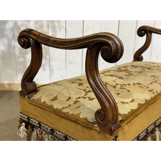 Wood Antique Walnut Window Seat, 1900s For Sale - Image 7 of 15