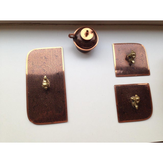 Antique Chinese Smoking Tray in Cloisonné Bronze with Black Enamel For Sale - Image 3 of 7