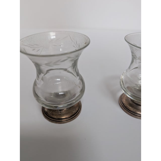 American Antique Sterling Silver and Etched Glass Salt & Pepper Cellars For Sale - Image 3 of 4