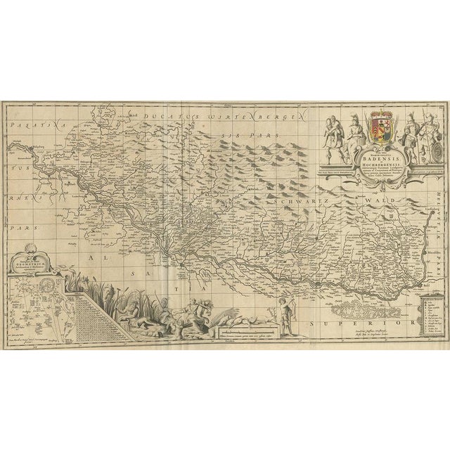 Antique map titled 'True of the entire marquisate of Baden and Hochberg; and the rest of the ducats of land gravitons and...