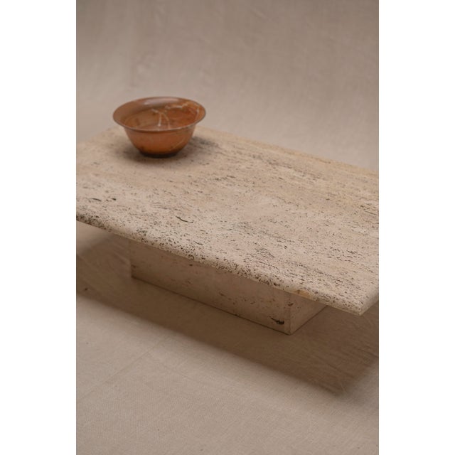Architectural Rectangular Travertine Coffee Table, 1970s For Sale - Image 12 of 14