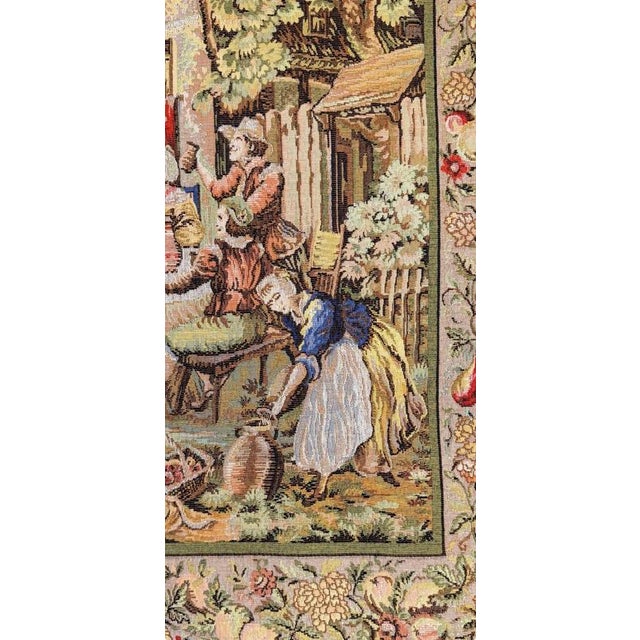 Vintage French Fete Champetre Village Festival Tapestry For Sale - Image 4 of 5