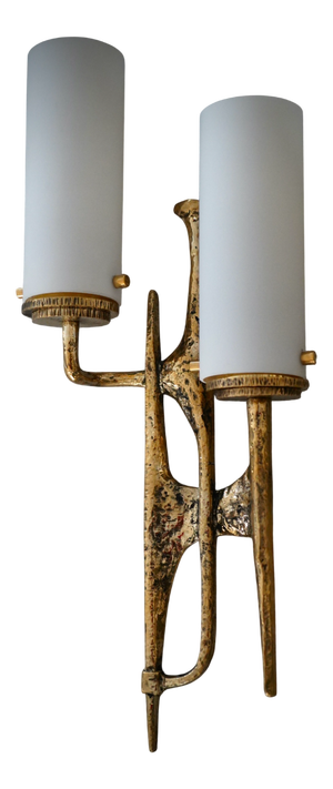 Murano Art Glass and Brass White Color Wall Light and Sconces, 2000