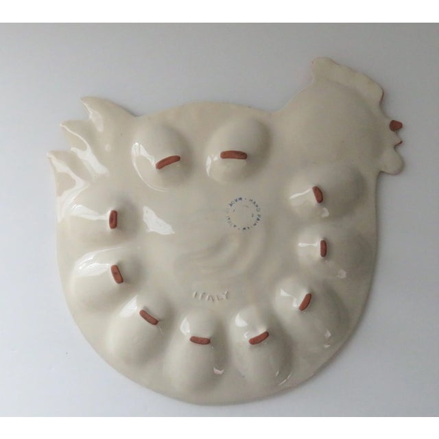 Vintage 1990s Hand-Painted Italian Chicken Shape Egg-Deviled Egg Platter For Sale - Image 9 of 12