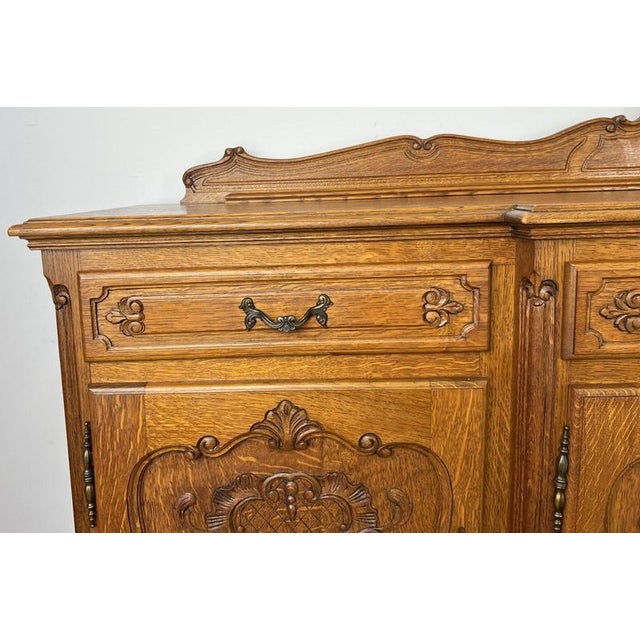 Vintage French Louis Style Oak 4-Door Sideboard For Sale - Image 5 of 18