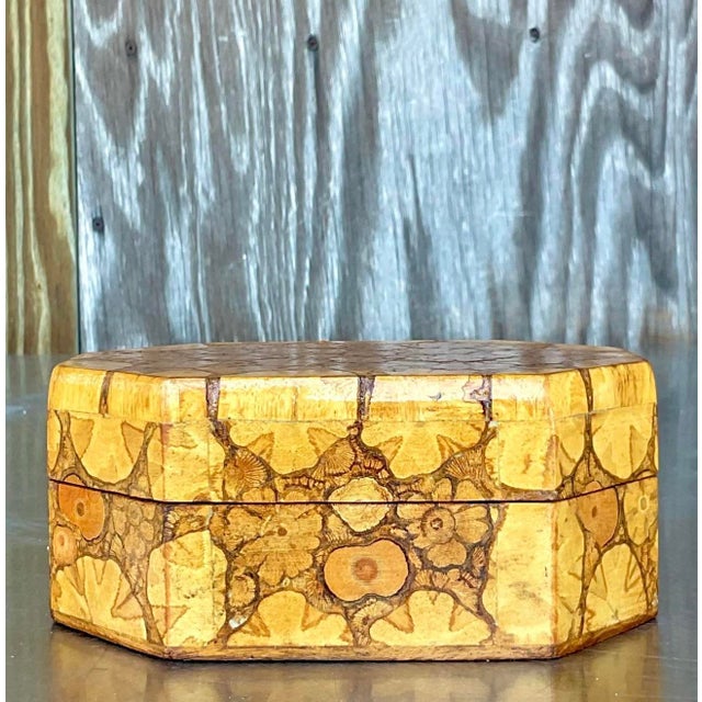Vintage Boho Burl Wood Box For Sale In West Palm - Image 6 of 7