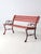 Farmhouse Vintage Red Iron and Wood Garden Bench For Sale - Image 3 of 15