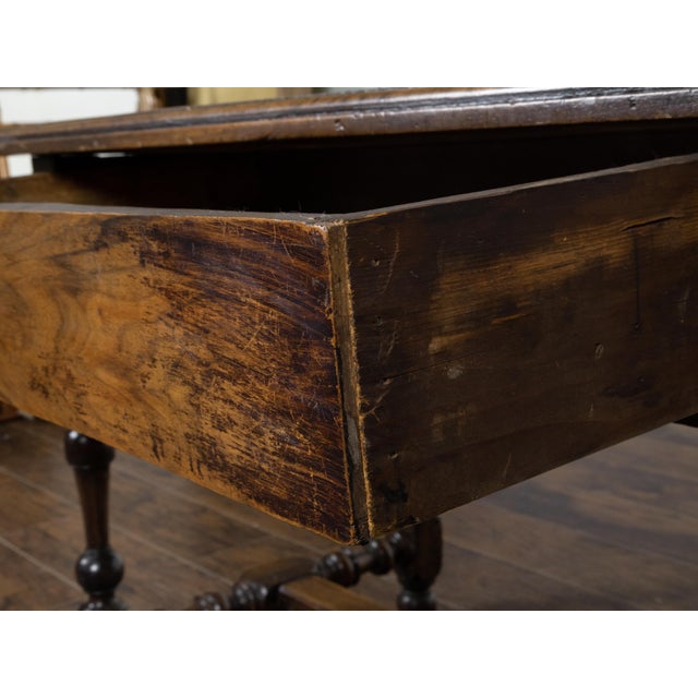 English Georgian Period 1800s Walnut Table with Drawer and Turned Baluster Legs For Sale - Image 12 of 12