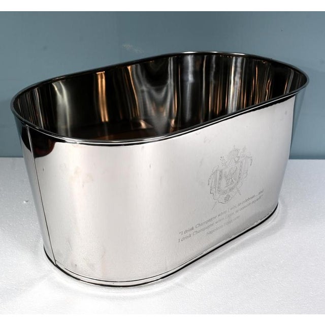 French Champagne Bucket Silver Plate 8 Bottle Wine Cooler Bollinger For Sale - Image 3 of 4