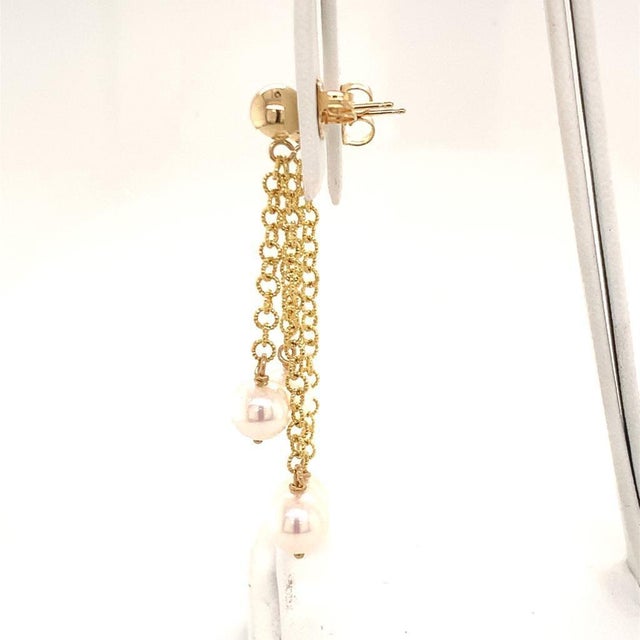 Akoya Pearl Earrings 14k Yellow Gold Certified For Sale - Image 12 of 14
