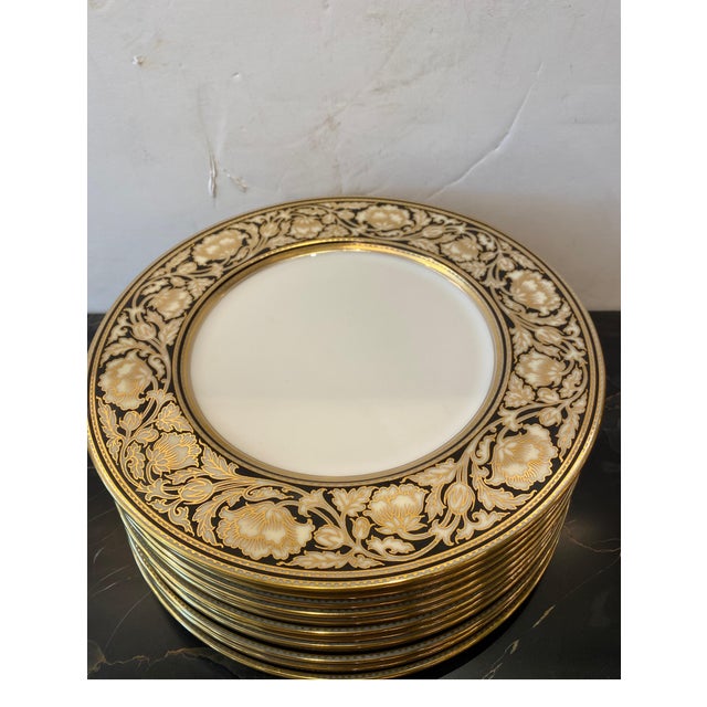 Set of 12 Elaborate Black and Gilt Service Place 1920's For Sale In Philadelphia - Image 6 of 9