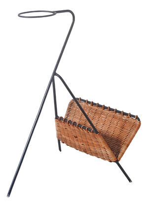 Vintage French Magazine Rack with Ashtray Holder, 1950s