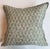 Pair of 18" square Fortuny fabric down and feather throw pillows. Fabric is Piumette Pink, Aquamarine & Gold. Self flange...