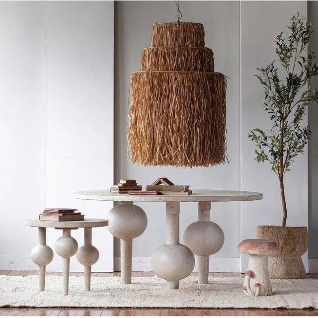 Matthew Izzo Home Bubbles Whitewashed Pine Wood Dining Table For Sale - Image 4 of 6