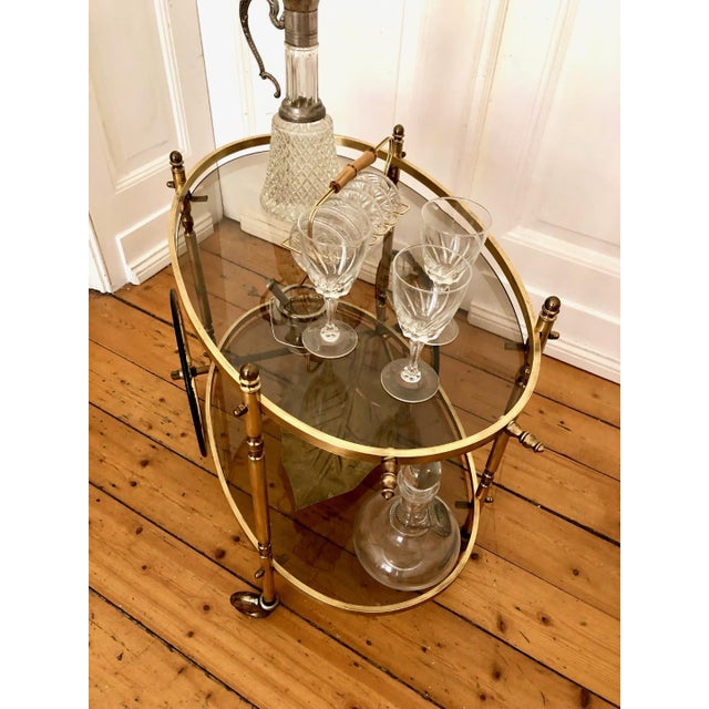 Gold Neoclassical Brass Serving Trolley, 1960s For Sale - Image 8 of 11