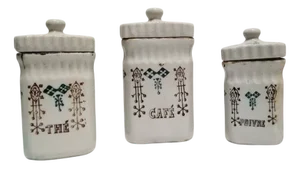 French Terre d'Acier Ironstone Kitchen Jars from Saint Uze, Set of 3