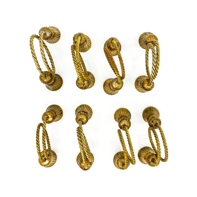 Late 20th Century Set of 8 Solid Brass Tassel Napkin Rings – Hollywood Regency / Traditional For Sale In Houston - Image 6 of 10