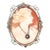 Art Nouveau White Gold Shell Cameo Pin Pendant For Sale
