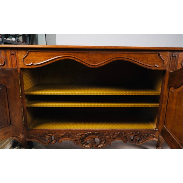 Mid 20th Century Monumental 10-Foot French Louis XV Provincial Carved Walnut Enfilade Sideboard For Sale - Image 4 of 11