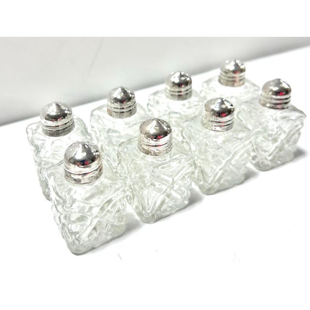 Art Deco Vintage Cut Crystal Salt & Pepper Shakers – Set of 8 For Sale - Image 3 of 6