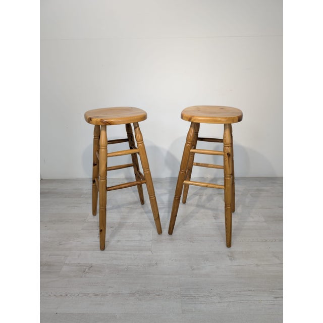 Vintage Bar Stool in Pine, 1960s For Sale - Image 11 of 14