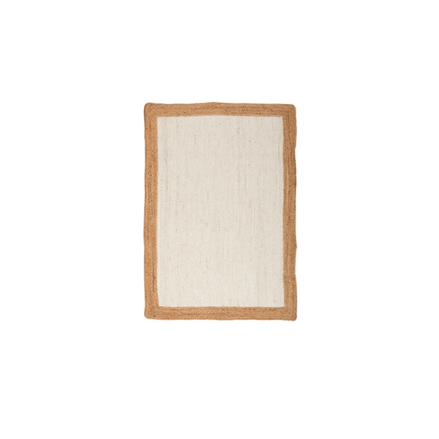 Natural Gold With White Jute Handwoven Boho Area Rug 9x12 Ft. For Sale - Image 9 of 13