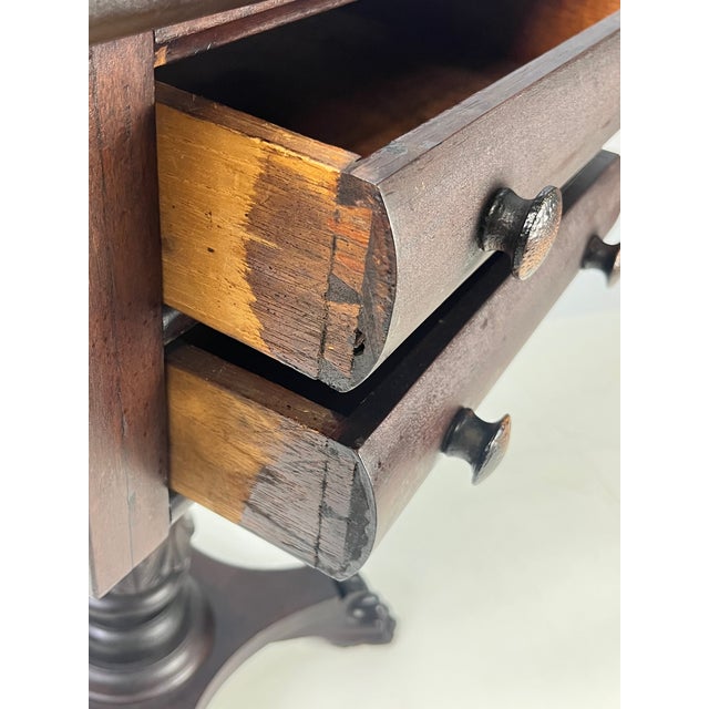Late 19th Century 19th Century Empire Style Mahogany Drop-Leaf Work Table or Side Table For Sale - Image 5 of 18