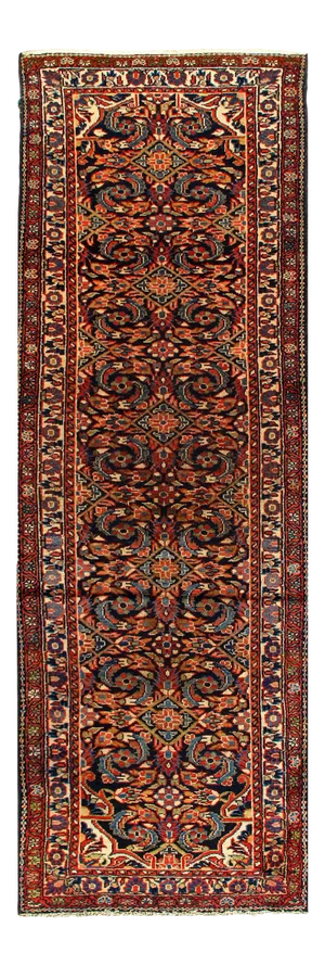 Navy Blue Fine Hand Knotted Antique Hamadan Runner 3'4'' X 10'4''