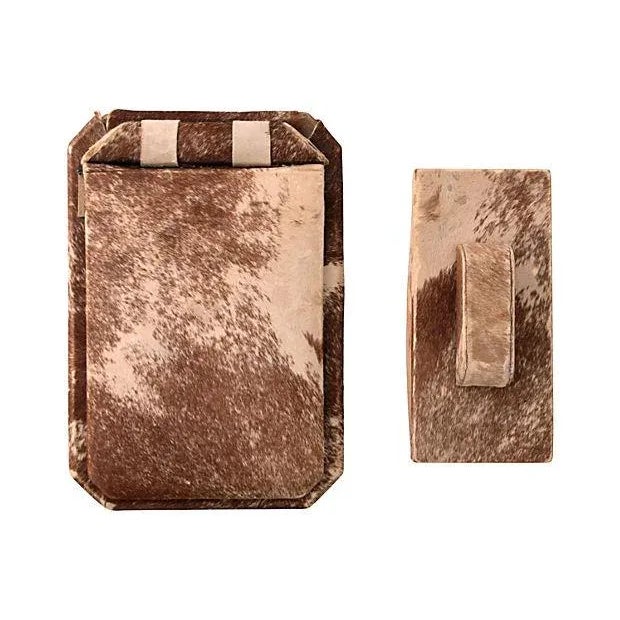 Cowhide Desk Set - Pair For Sale - Image 4 of 4