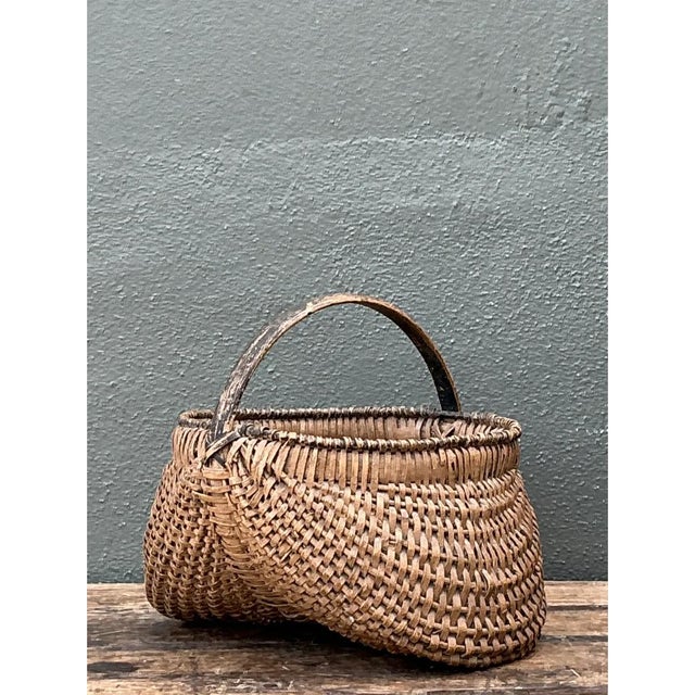 Vintage Shaker Style Rattan Basket For Sale In West Palm - Image 6 of 12