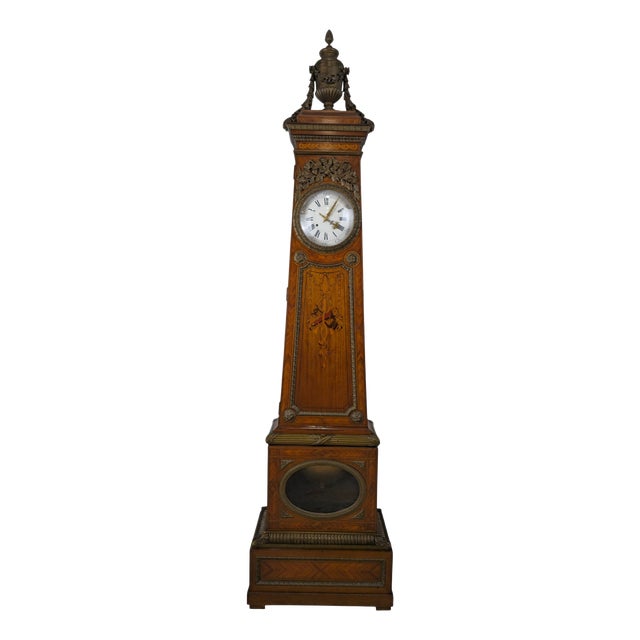 French Inlaid Tapered Longcase Clock with Ormolu, 1870s For Sale