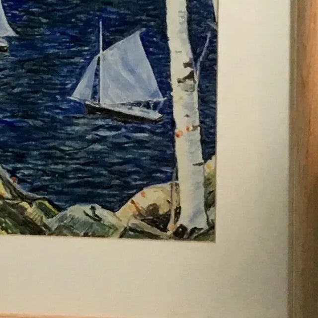 1942 Vintage T. Padberg Original Sailboats Watercolor Signed Painting For Sale - Image 4 of 5