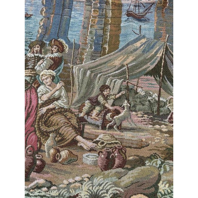 Vintage French Style Jacquard Port of Venice Tapestry in the style of Aubusson, 1970s For Sale - Image 12 of 18