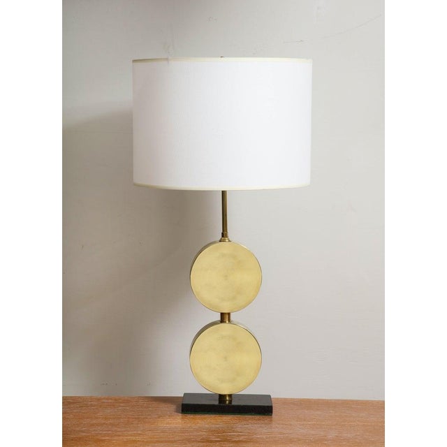 Sculptural Mid-Century Modern Brass Disc Lamps - a Pair For Sale - Image 9 of 10