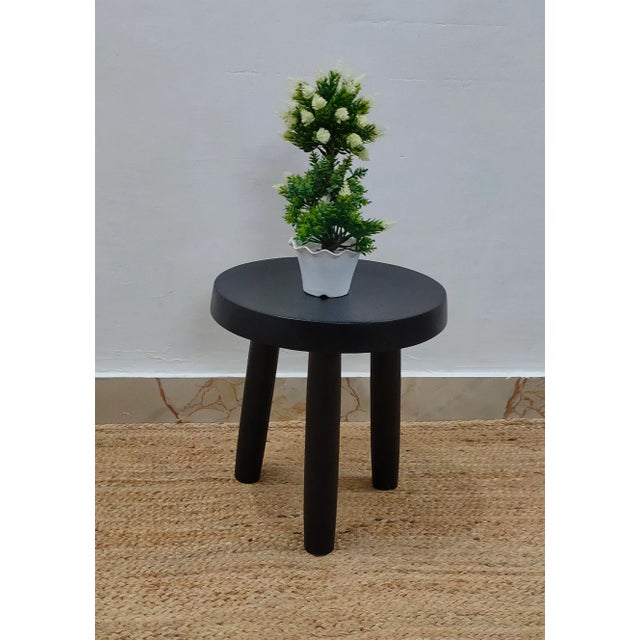 Wooden Handcrafted Mid Century Small Solid Wood Milking Stool For Sale - Image 9 of 10