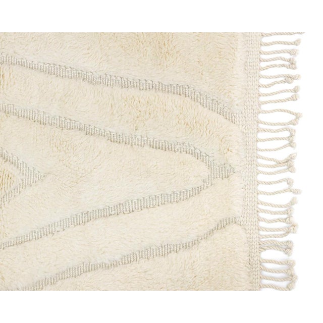 Contemporary Symmetrical Diamond Fern Hand-Knotted Wool Rug | 9'11" X 6'10" | One of a Kind For Sale - Image 3 of 6