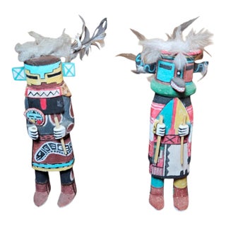 Vintage Pair of Kachina Dolls by Larry David Master Carver For Sale