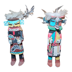 Vintage Pair of Kachina Dolls by Larry David Master Carver