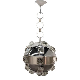 1970s Italian Modern Chrome and Glass Orb Lantern by Oscar Torlasco For Sale