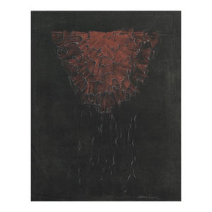 Patricia A. Pearce "Red Medusa Mantle" (Ruffled Kimono) Abstract Pen and Ink Hand Augmented Collotype 1980s