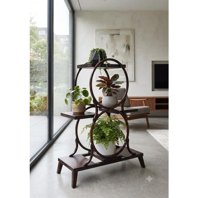 An exceptional and highly sought-after Austrian Vienna Secession multi-tier bentwood plant stand or display pedestal,...