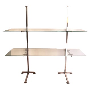 French Art Deco Etagere Shelf in Metal & Glass, 1930s For Sale