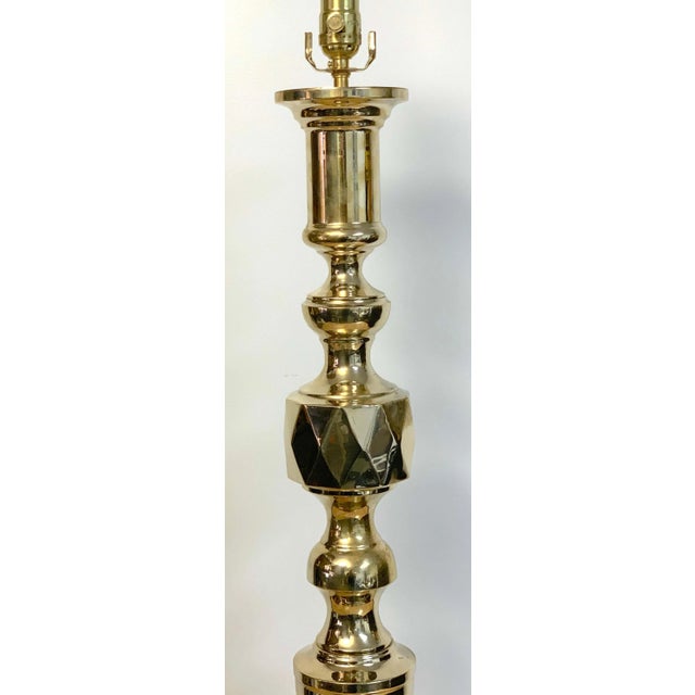 Metal Mid 20th Century Monumental 'Ace of Diamonds' Brass Candlestick Lamps - a Pair For Sale - Image 7 of 10