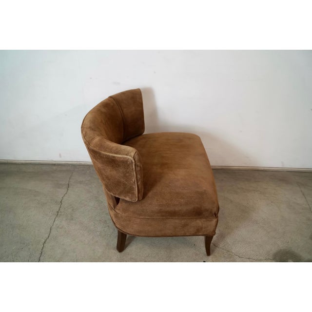 Animal Skin 1950’s Mid-Century Modern William Billy Haines Slipper Lounge Chair in Leather Suede For Sale - Image 7 of 12