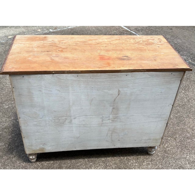 Wood Vintage Painted Primitive Pine Chest With Natural Top For Sale - Image 7 of 8