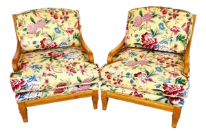 Antoinette Lounge Chairs Tropical Floral Pair