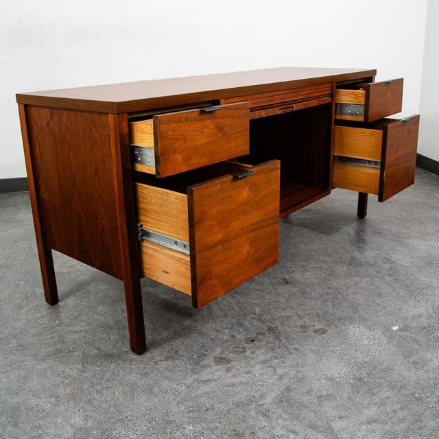 1960s Mid Century Modern Credenza Sideboard Drexel Drawers File Cabinet Tambour Door For Sale - Image 5 of 12