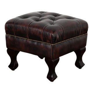 Vintage Leather Ottoman From Denmark Circa 1980 For Sale