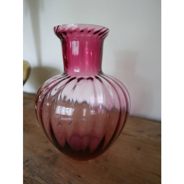 Beautiful Cranberry Glass Vase, Great Size!